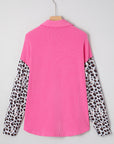 Western Leopard Corded Knit Patchwork Shacket