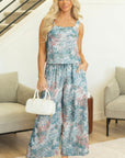 Tropical Palm Cropped Tank and Pants Set