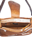American Darling ADBGS101BRW Hobo Hand Tooled Hair On Genuine Leather Women Bag Western Handbag Purse