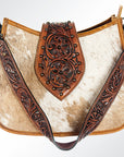 American Darling ADBGS101TAW Hobo Hand Tooled Hair On Genuine Leather Women Bag Western Handbag Purse