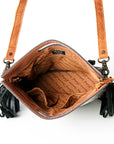 Hand Tooled Saddle Blanket Leather Western Clutch For Women