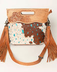 American Darling Clutch Hand Tooled Hair On Genuine Leather Women Bag Western Handbag Purse
