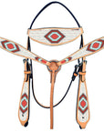 HILASON Western Horse Leather Headstall & Breast Collar Tack Set Grey Firestorm