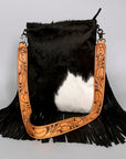 American Darling Messenger Hand Tooled Hair On Genuine Leather Western Women Bag Handbag Purse | Cute