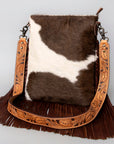 American Darling Messenger Hand Tooled Hair On Genuine Leather Western Women Bag Handbag Purse | Cute