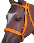 Hilason Flat Braided Paracord Horse Headstall Bridle W/ Crystals