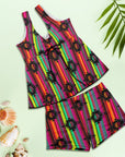 Baha Ranch Neon Aztec Tankini & Boy Shorts Swim Set