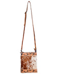 American Darling ADBGS200BRW Hand Tooled Hair On Genuine Leather Women Bag Western Handbag Purse