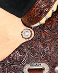 HILASON Western Genuine Leather Horse Saddle With Headstall & Breast Collar Tack Set