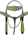Western Horse Headstall Breast Collar Set Tack American Leather Hilason