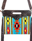 American Darling Cross Body Hand Tooled Saddle Blanket Fabric Leather Western Women Bag Handbag Purse Clutch Purses Cute