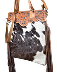 American Darling Tote Hand Tooled Hair On Genuine Leather Women Bag Western Handbag Purse