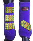 Large Hilason Horse Medicine Sports Boots Front Leg Purple w/ Rainbow