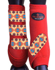 Large Hilason Horse Medicine Sports Boots Rear Hind Leg Red Aztec