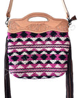 American Darling Clutch Hand Tooled Saddle Blanket Fabric Genuine Leather Western Women Bag Handbag Purse | Purses for Cute
