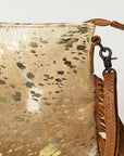 American Darling Western Small Crossbody Bag – Genuine Hair-On Cowhide Leather with Fringes, Adjustable Strap, Handcrafted in Texas