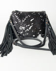 American Darling Western Small Crossbody Bag – Genuine Hair-On Cowhide Leather with Fringes, Adjustable Strap, Handcrafted in Texas