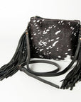 American Darling Western Small Crossbody Bag – Genuine Hair-On Cowhide Leather with Fringes, Adjustable Strap, Handcrafted in Texas