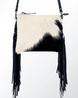 American Darling Western Small Crossbody Bag – Genuine Hair-On Cowhide Leather with Fringes, Adjustable Strap, Handcrafted in Texas