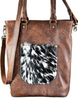 American Darling ADBG296BKW Tote Hair-On Genuine Leather Women Bag Western Handbag Purse
