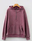 Solid Half-Zip Kangaroo Pocket Baggy Hoodie