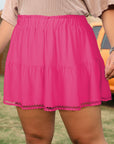 Plus Size Boho Frilled Elastic Waist Shorts