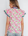 Elyse Ruffled Short Sleeve Blouse