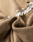 Frilled Lace Contrast Trim Buttoned Cardigan Sweater