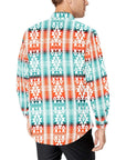 Turquoise Orange Aztec Unisex Western Button UP Shirt