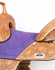 HILASON Western Horse American Leather Saddle Treeless Trail Barrel Tan With Tack Set