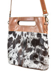 ADBGS160BRW American Darling Hand Tooled Hair On Genuine Leather Women Bag Western Handbag Purse