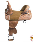 HILASON Treeless Western Trail Barrel Racing American Leather Saddle With Tack Set