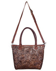 American Darling Tote Bag Handcrafted from Hand Tooled Floral Carved Genuine Leather with YKK Zipper
