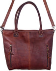 American Darling Tote Bag Handcrafted from Hand Tooled Floral Carved Genuine Leather with YKK Zipper