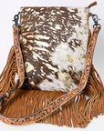 American Darling Messenger Hand Tooled Hair On Genuine Leather Western Women Bag Handbag Purse | Cute