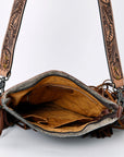ADBGS192BRAHBR American Darling Hand Tooled Hair On Genuine Leather Women Bag Western Handbag Purse