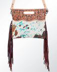 American Darling Clutch Hand Tooled Hair On Genuine Leather Women Bag Western Handbag Purse