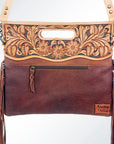 American Darling Clutch Hand Tooled Saddle Blanket Fabric Genuine Leather Western Women Bag Handbag Purse | Purses for Cute