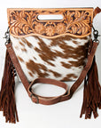 American Darling Clutch Hand Tooled Saddle Blanket Fabric Genuine Leather Western Women Bag Handbag Purse | Purses for Cute