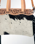 ADBGS124BKW American Darling Hand Tooled Hair On Genuine Leather Women Bag Western Handbag Purse