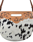 American Darling ADBG346BKW Clutch Hand Tooled Hair On Genuine Leather Women Bag Western Handbag Purse