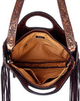 American Darling ADBG347BRAHBR Cross Body Hand Tooled Hair On Genuine Leather Women Bag Western Handbag Purse