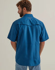 Men's Wrangler Performance Snap Short Sleeve-Blue