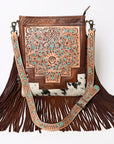 American Darling Messenger Hand Tooled Hair On Genuine Leather Women Bag Western Handbag Purse