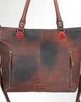 American Darling Tote Bag Handcrafted from Hand Tooled Floral Carved Genuine Leather with YKK Zipper