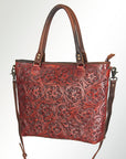 American Darling Tote Bag Handcrafted from Hand Tooled Floral Carved Genuine Leather with YKK Zipper