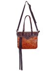 American Darling Small Cross body Bag Hand Tooled Floral Carved Leather with Fringes Western Crossbody Purse
