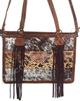 American Darling Tote Bag Handcrafted Hair-On Cowhide Genuine Leather with Fringes Western Purse