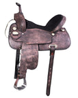 HILASON Western Horse American Leather Flex Tree Trail Saddle Dark Brown