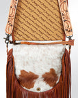 American Darling ADBG381TAW Large Crossbody Hand Tooled Hair On Genuine Leather Women Bag Western Handbag Purse